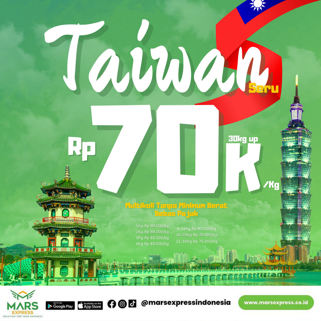 Jasa kirim paket ke Taiwan yang paling murah paling cepat dan bebas pajak