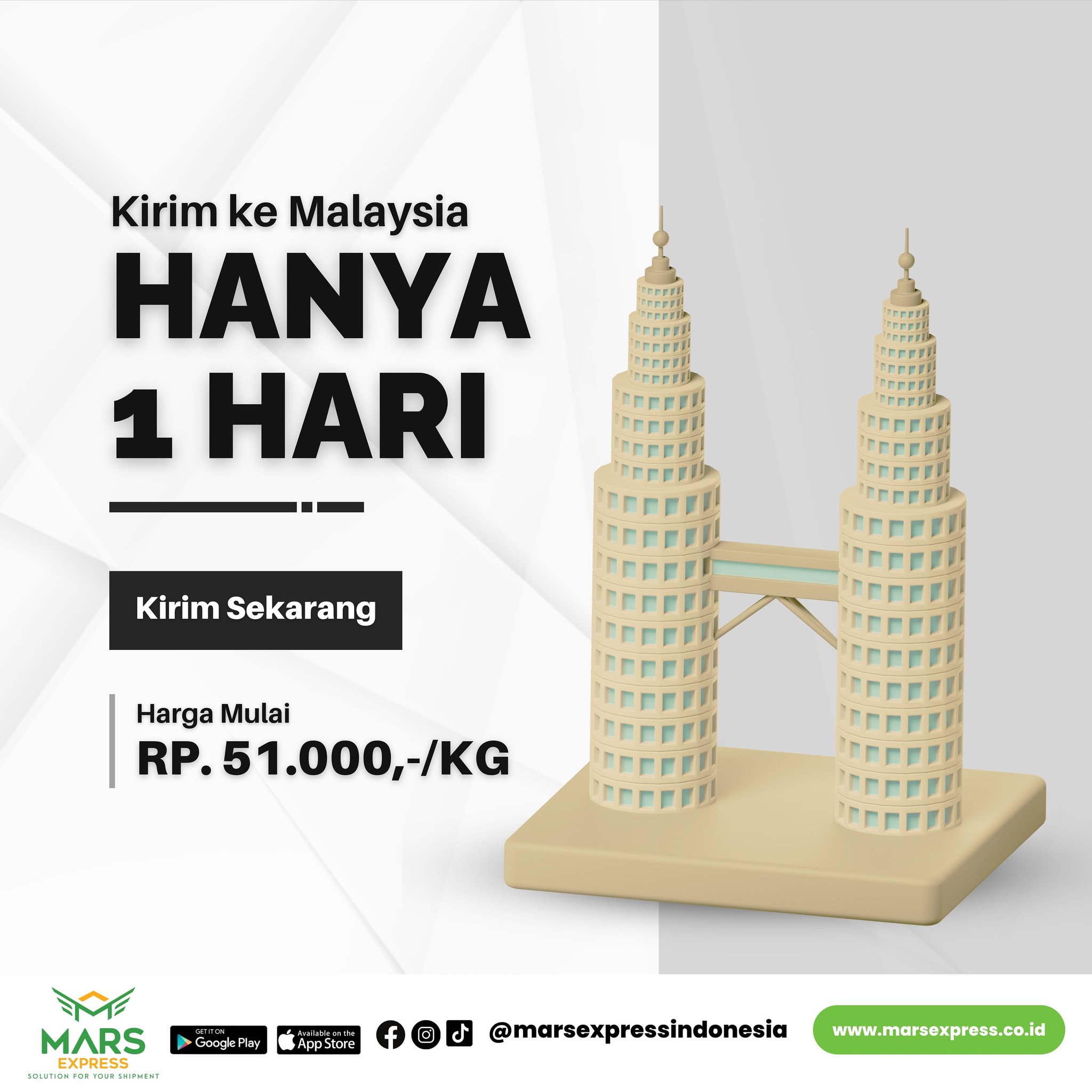 Kirim paket ke MALAYSIA cuma satu hari sampai